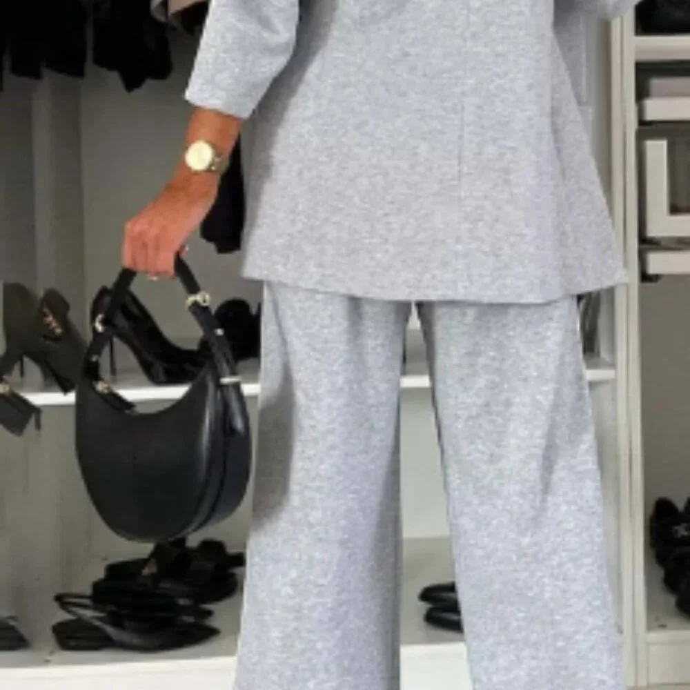 COPY - #184 CONTRAST LAPEL COLLAR TOP AND PANTS SET - Picture 2 of 5